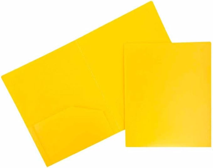 JAM PAPER Heavy Duty Plastic 2 Pocket Extra Tough School Folders - Yellow - 24/Pack by JAMPaper