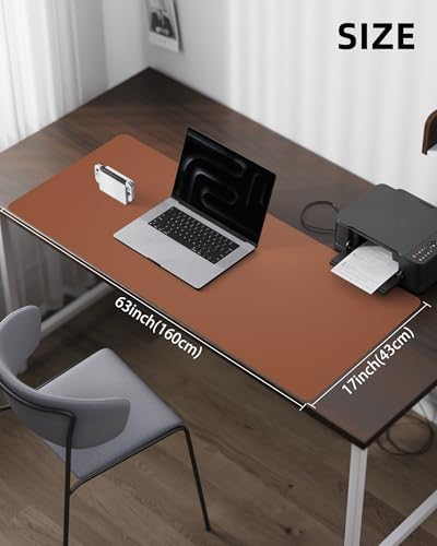 Extra Large Desk Mat - 63"x 17" Non-Slip Desk Pad for Office and Home - Ideal for Large Mouse Pad and Desk Mats on Top of Desks(Brown) - Image 5