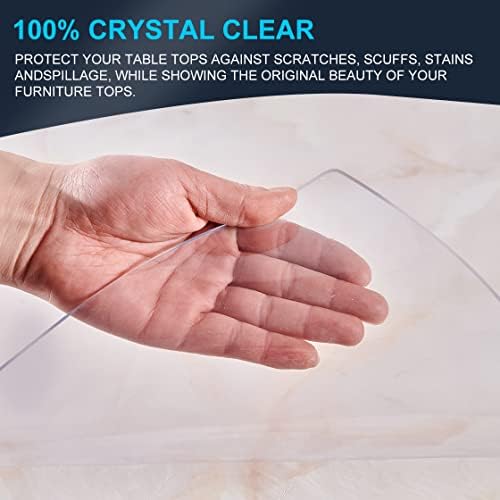 Dining Room Table Clear Plastic Desk Protector PVC Tablecloth Office Desk Blotter Pad Mat Table Top Protection Cover Wooden Furniture Coffee End Side Dinner Kitchen Table Easy Clean 20x60 - Image 6