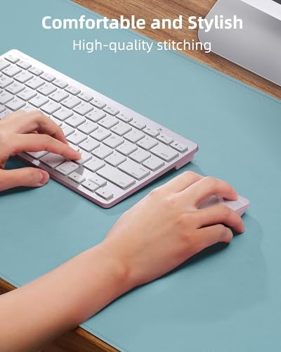 Leather Desk Pad Protector, Mouse Pad, Office Desk Mat, Non-Slip PU Leather Desk Blotter, Laptop Desk Pad, Waterproof Desk Writing Pad for Office and Home (Teal, 31.5" x 15.7") - Image 3