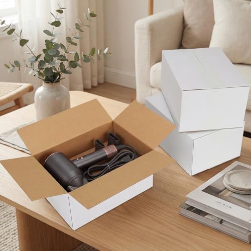 HORLIMER 10x7x5 Shipping Boxes Set of 30, White Corrugated Cardboard Mailer Box for Packing Small Business - Image 3