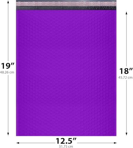Purple Bubble Mailers 12.5x19, Self Seal Poly Padded Envelopes #6, 20 Pack - Image 2