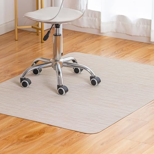 Baroyal Office Chair Mat for Hardwood Floor Under Desk Computer Rolling Chair Mat for Wood/Tile Floor Non-Slip Heavy Duty Desk Rug PVC Plastic Hard Floor Protector 45"x 53" (Parchment) by BAROYAL