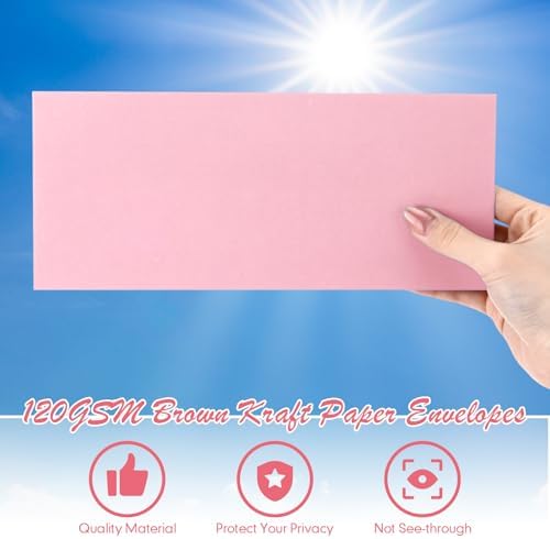 Jutom #10 Letter Size Kraft Envelopes, Pink, 500 Pcs - Image 3