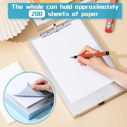 Seajan Aluminum Clipboard with Storage Metal Clip Board Folder Letter Size Form Holder Portfolio Clipboard Binder Clip Posse Box for Nurse Police Office Stationery Items 14 x 9.2 x 2 Inches (1 Pcs) - Image 5