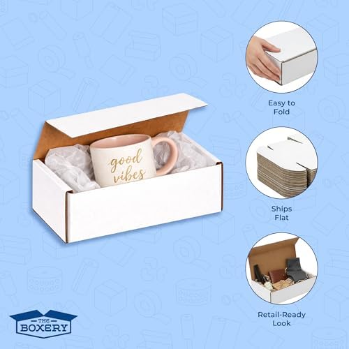 The Boxery Corrugated Mailers White Tuck Shipping Boxes (6x4x3) - Image 5