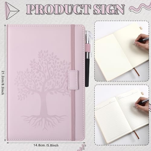 Estune 10 Pack Lined Journal Notebook A5 Tree of Life Hardcover Leather Journal with 10 Pen, College Ruled Notebook for Travel, Business, Work, Office, School Note Taking Diary(Soft Color) - Image 2