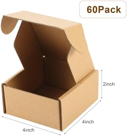 Qilery 60 Pcs 4x 4 x 2 Inch Shipping Boxes Corrugated Cardboard Boxes - Image 2