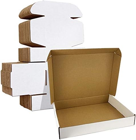 HORLIMER 13x10x2 inches Shipping Boxes Set of 25, White Corrugated Cardboard Box Literature Mailer by HORLIMER