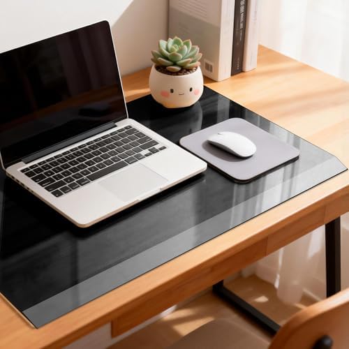 VASUHOME 24" x 18" Black Tempered Glass Desk Mat with Beveled Edge - Ergonomic Desk Protector, Dry Erase Surface, Ideal Table Top Protector for Home & Office by VASUHOME