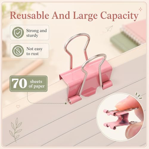 Yexiya 300 Pcs Binder Clips Bulk, 0.75 Inch Paper Clamps,Pink - Image 3