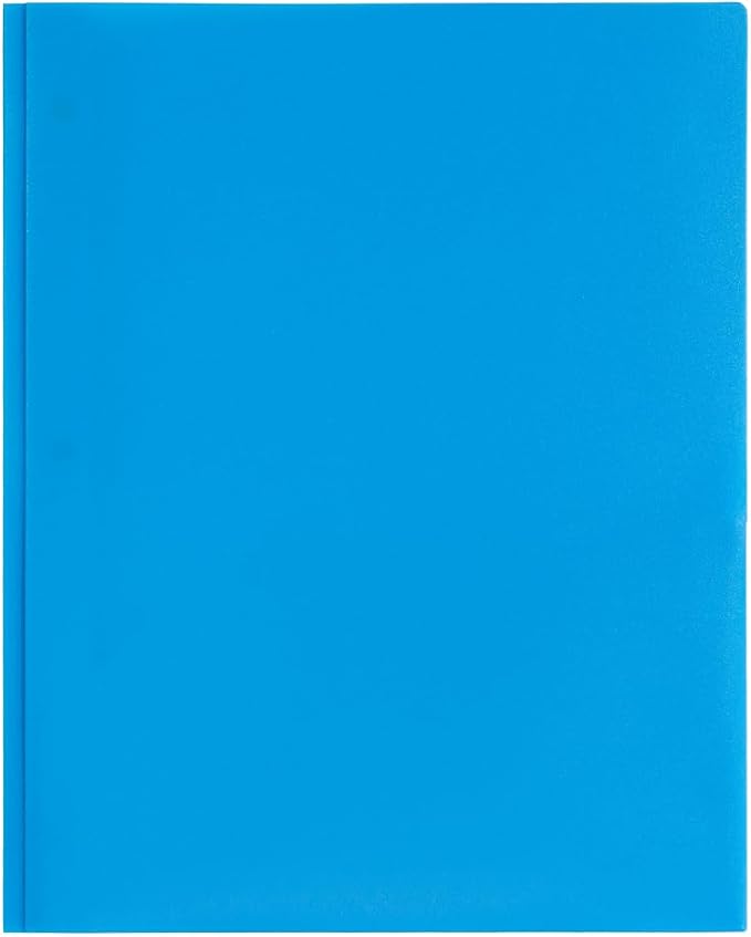 JAM PAPER Plastic Color POP Folders - 2 Pocket Durable Folders with Metal Prongs Fastener Clasps - Blue - 6/Pack - Image 6
