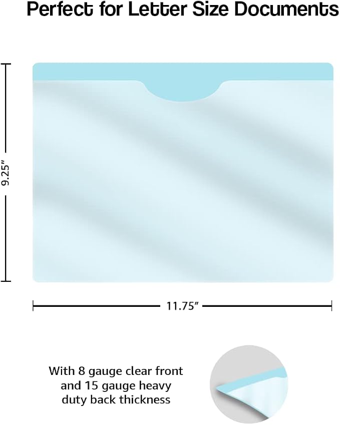 Light Blue Plastic Folders with Pockets and Clear Cover, Doctor Stuff, Letter Size, Top Loading Vinyl File Folders, Job Jacket, Documents Holder, Pack of 100 - Image 2