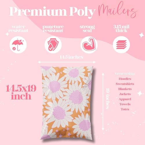 Pretty Package Store Poly Mailer 14.5x19, Pink Blooms Flowers, 100 Pack - Image 4