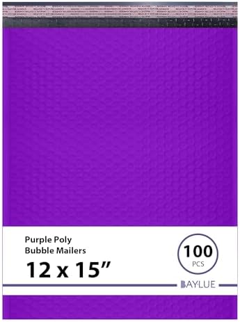 Purple Bubble Mailers 12x15, Self Seal Poly Padded Envelopes, 100 Pack Bulk by BAYLUE