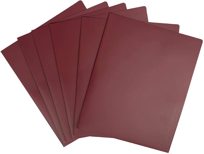 JAM PAPER Heavy Duty Plastic 2 Pocket Extra Tough School Folders - Burgundy - 6/Pack - Image 3