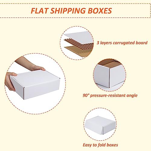 HORLIMER 10x7x3 inches Shipping Boxes Set of 25, White Corrugated Cardboard Box Literature Mailer, 25 Stickers Included - Image 3