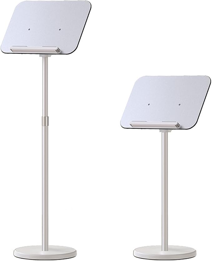 Floor Standing Book Stand, Adjustable Height and Angle Multifunctional Standing Reading Stand, Metal Material Music Sheet Stand, Support for Reading, Podiums(White) - Image 2