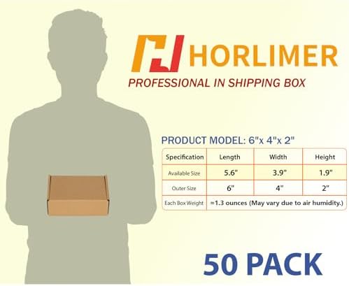 HORLIMER 6x4x2 inches Shipping Boxes Set of 50, Brown Corrugated Cardboard Box Literature Mailer - Image 2