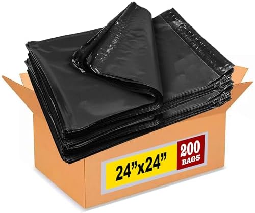 iMBAPrice 200-Pack Black Poly Mailers 24x24 Inch #8 Large Color Poly Mailing Envelopes Bags, Self Seal Adhesive Waterproof and Tear Proof (Total 200 Bags) by iMBAPrice