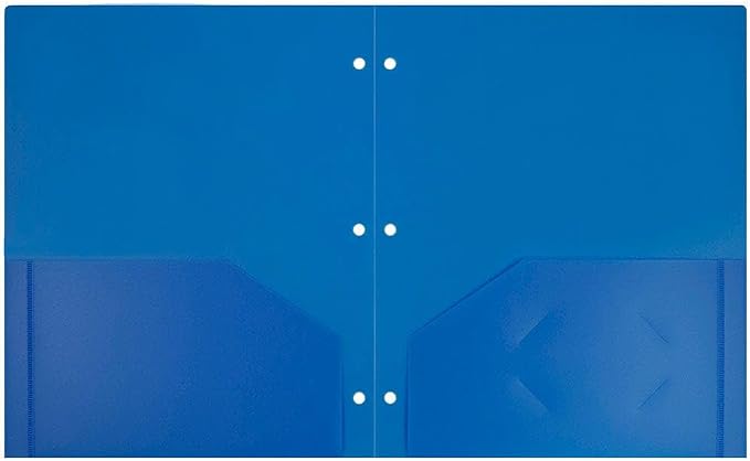 JAM PAPER Heavy Duty Plastic 3 Hole Punch Pocket Folders - Extra Tough School Folders - Blue - Bulk 144/Box - Image 2