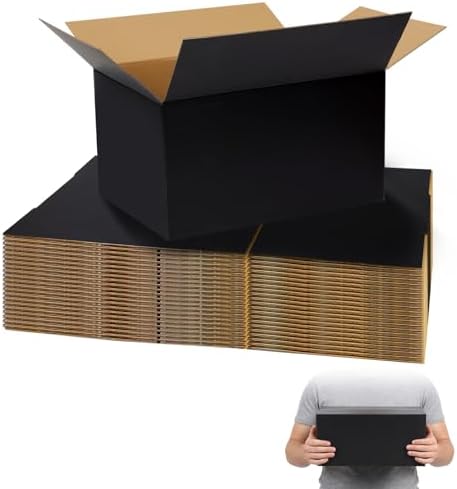 10x7x6 Black Shipping Boxes, 30 Pack Large Mailer & Packaging Boxes for Small Business, Heavy Duty Corrugated Cardboard, Ideal for Shipping & Packaging by FORBFAN-US