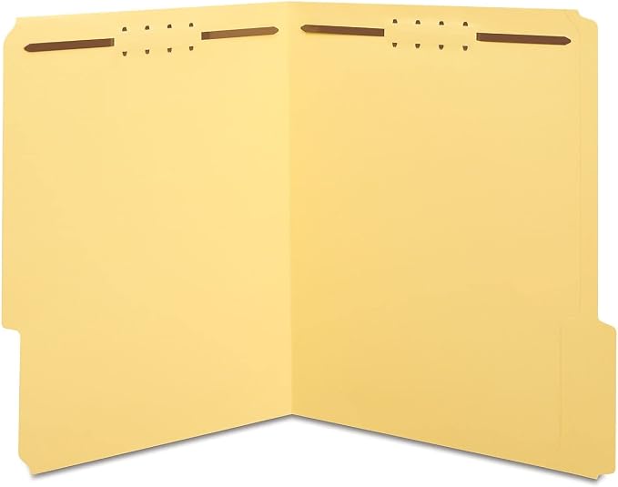 Staples Reinforced Tab Fastener Folder, Letter Size, Yellow Pressboard, Durable Construction, 50/Box by Staples