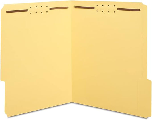 Staples Reinforced Tab Fastener Folder, Letter Size, Yellow Pressboard, Durable Construction, 50/Box by Staples