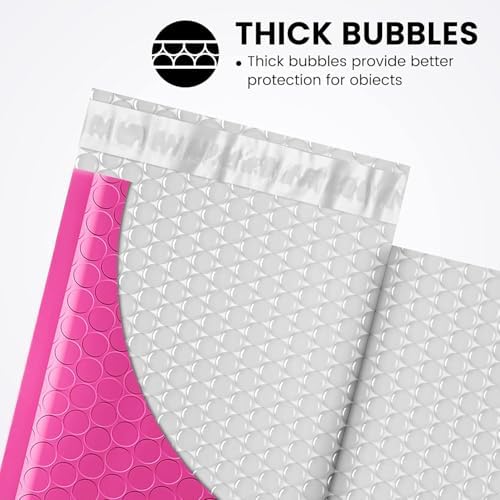 Fuxury Bubble Mailers 4x8" 100 Pack Pink Padded Envelopes Usable Size 4x7” - Image 3