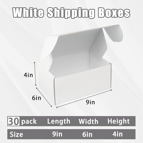 FORBFAN 9x6x4 Shipping Boxes, 30 Pack White Mailer Boxes for Small Business, Medium Corrugated Cardboard Boxes for Mailing & Shipping - Image 2