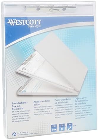 Westcott E-17002 00 Aluminium Form Holder Box, A4, with Storage Compartment and clipboard, top Opening by Westcott