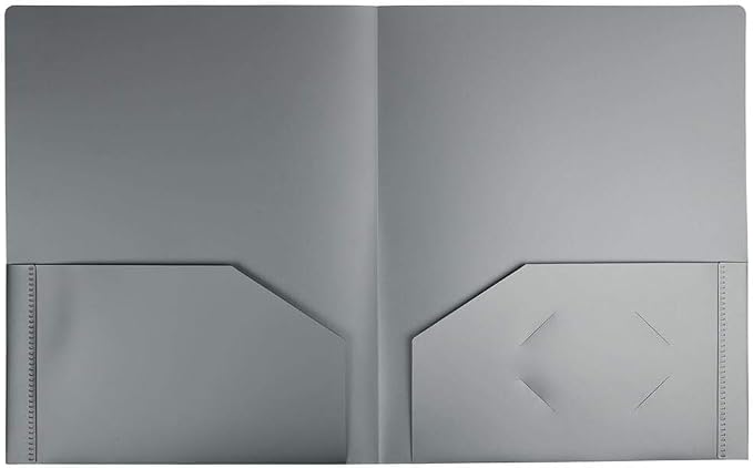 JAM PAPER Heavy Duty Plastic 2 Pocket Extra Tough School Folders - Silver - 6/Pack - Image 5