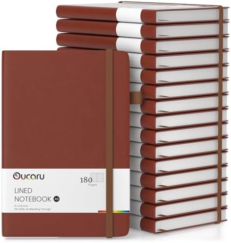 Oucaru 16 Pack Bulk Journal Notebook, A5 Lined Notebook Set, 180 Pages by Oucaru
