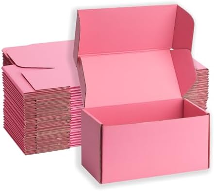 Pink Shipping Boxes 8x4x4 Inches, 20 Pack by DUZCLI