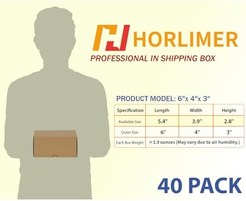 HORLIMER 6x4x3 inches Shipping Boxes Set of 40, Brown Corrugated Cardboard Box for Mailing, Packaging, Small Business - Image 2