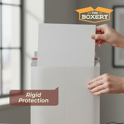 The Boxery White Flat Photo/Document Mailer Envelopes with Peel & Seal Closure-(100 Pack) 9 inch x 11.5 inch Stay Flat Cardboard Ridgid Mailers - Image 6
