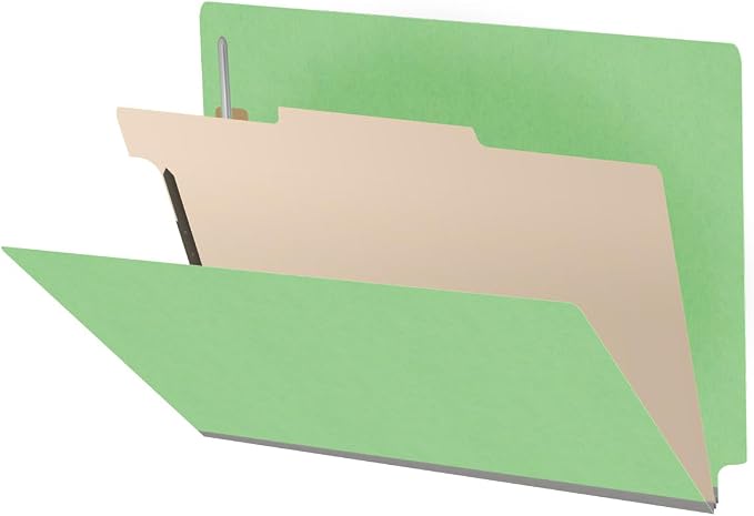 Ecom Folders Heavy Duty Top Tab Classification Folders | Letter Size 18 Pt Stock with 1 Divider | 2/5 Cut Right Position Tab for Medical, Legal and Office Documents | Green, Box of 10 by Ecom+Folders