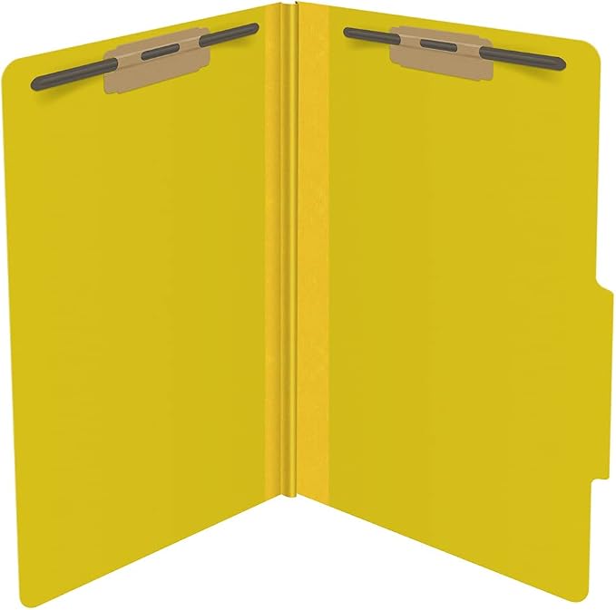 25 Pt. Pressboard Classification Folders, 2/5 Cut ROC Top Tab, Legal Size, No Dividers, Yellow (Box of 25) - Image 4