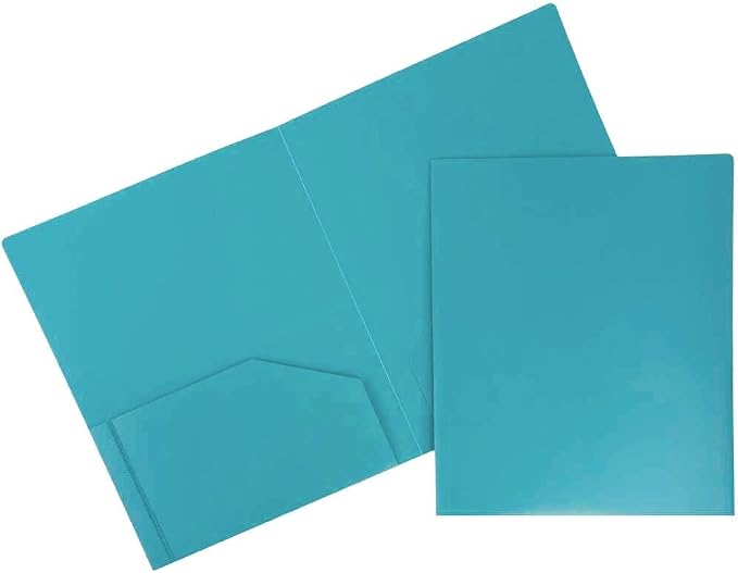 JAM PAPER Heavy Duty Plastic 2 Pocket Extra Tough School Folders - Teal Blue - Bulk 144/Box by JAMPaper