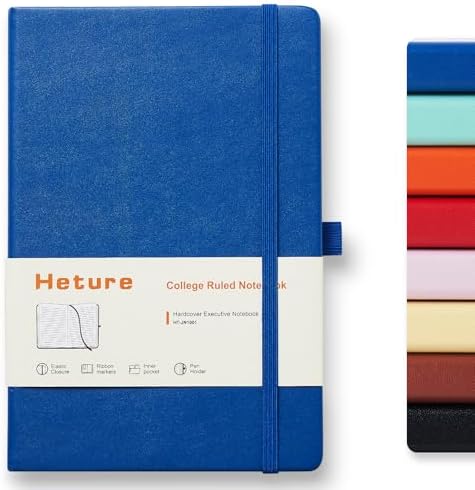 Heture Hardcover Notebooks, A5 Lined Journals Notebook for Writing 160 Pages, 8.2 x 5.5 inch, Blue Colors Classic Ruled Notebooks for College/Work/Travel (Blue, 1 Pack) by HetureOffice
