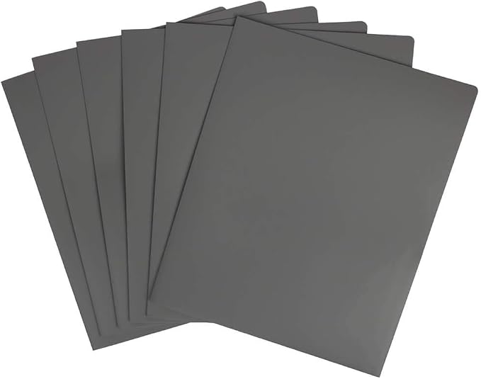 JAM PAPER Heavy Duty Plastic 2 Pocket Extra Tough School Folders - Grey - 6/Pack - Image 3