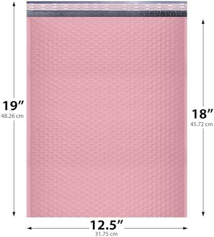 Light Pink Bubble Mailers 12.5x19.5 Poly Padded Envelopes #6 100 Pack - Image 2