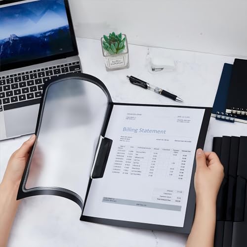 Yeaqee 50 Pcs Clear Report Covers with Clip Sliding Bar Locking Report Folder Cover Plastic Presentation Folders Binder Portfolio for Letter Size Document Paper Resume, Black 9 x 11.4 Inch - Image 5