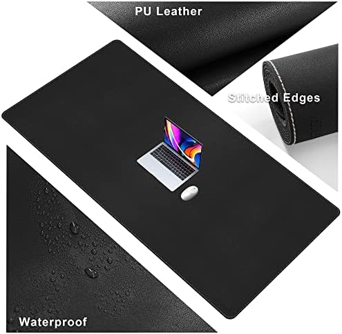 CENNBIE Leather Desk Mat, 63" x 31.4", Large Desk Pad Protector Black - Image 3