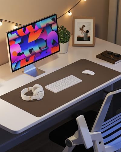 Leather Desk Pad Protector,Desk Mat,Large Mouse Pad, Non-Slip Desk Pad, Waterproof PU Leather Desk Blotter Mat, Desk Cover for Office and Home (Dark Khaki, 36" x 17") - Image 6