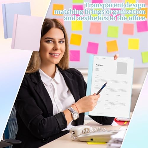 12 PCS Pastel Plastic Report Covers with 3 Prongs Clear Front Presentation Folders 3 Prong Folders for Resume Portfolio Document Report Letter Proposal School Classroom Office Supplies (Pastel) - Image 6