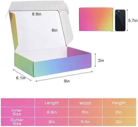 9x6x2 Shipping Boxes for Packaging, 45 Pack Rainbow Corrugated Cardboard Mailer Boxes for Small Business, Shipping, Mailing - Image 2