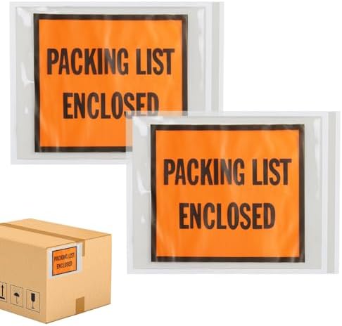 PSBM 1000 PCS, 5.5 x 10 Inch Orange Full Face Packing List Enclosed Bags, Shipping Mailing Envelopes and Packing Slip Pouches for Mailing Labels, Invoices and Documents by PackagingSuppliesbymail