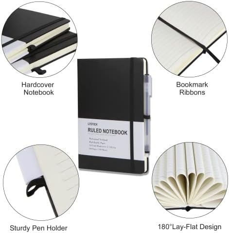 20 Pack Journals for Writing College Ruled Notebooks Journal in Bulk, Hardcover Notebooks (200Pages) for Note Talking, Lined Bullet Journals for Home School Office, 5.7"x8.4", Black - Image 3