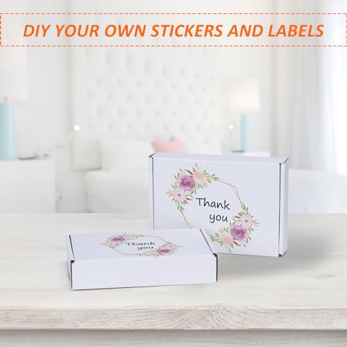 HORLIMER 8x5.5x1.6 inches Shipping Boxes Set of 25, White Corrugated Cardboard Box Literature Mailer, 25 Stickers Included - Image 4
